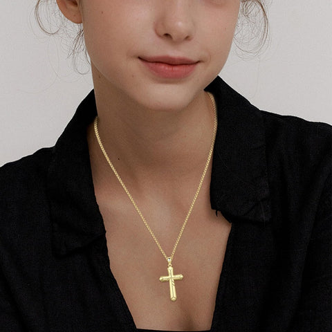 14K Gold Plated Cross Pendant Necklace for Men