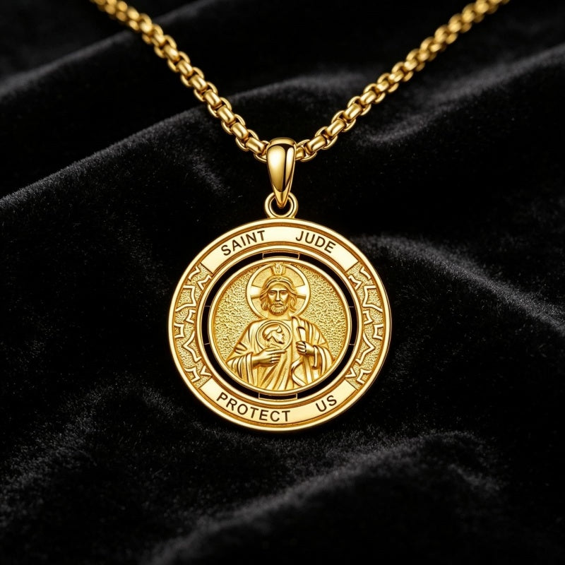 14K Gold Plated Patron Saint Necklace Saint Medal Catholic Amulet Jewelry