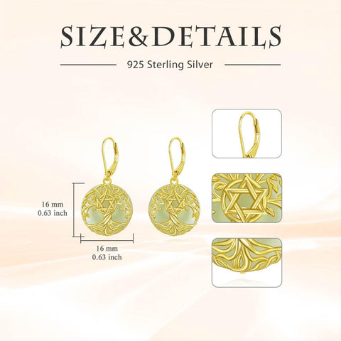 14K Gold Plated Natural Jade  Earrings for Women Good Fortune Jewelry Birthday Mother's Day Gifts