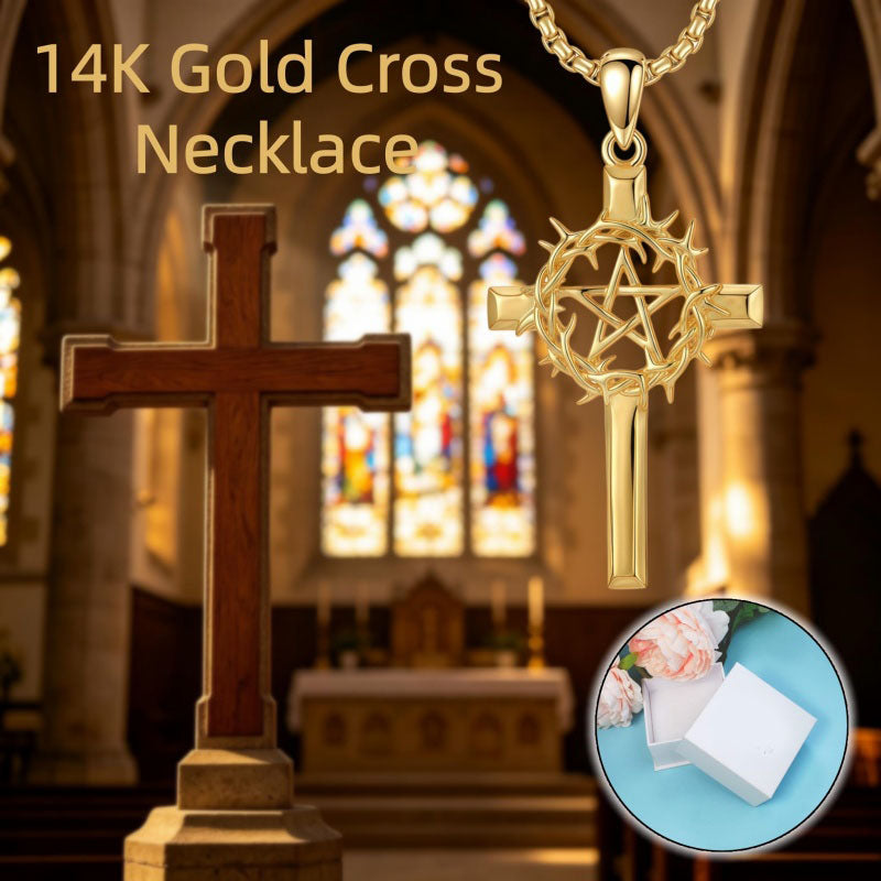 14K Gold Plated Cross Pendant Necklace Christian Jewelry Gifts