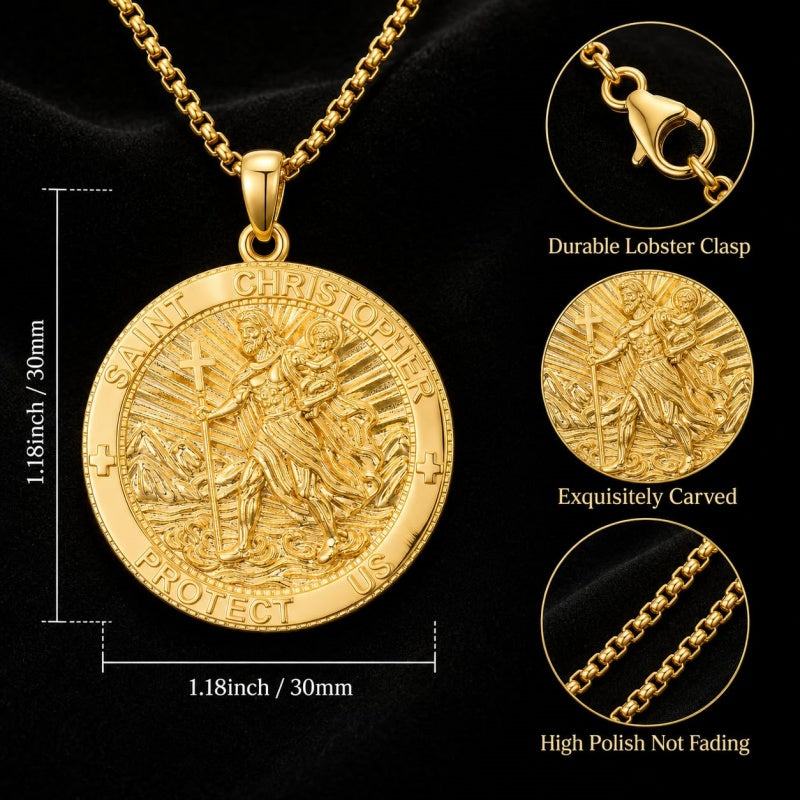 Patron Saint Medal Gold Plated Catholic Pendant Christian Religious Necklace Amulet Jewelry