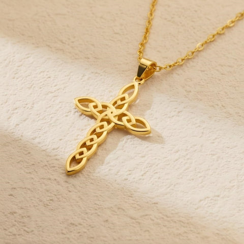 14K Gold Plated Cross Infinity  Pendant Necklace  for Women