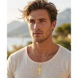 14K Plated Gold Cross Pendant Crucifix Necklace Christian Jewelry Baptism Religious Faith