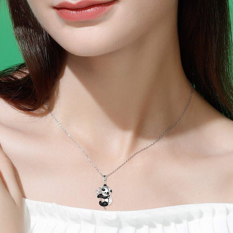 Sterling Silver Panda Pendant Necklace