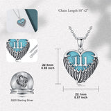 Sterling Silver Turquoise Angel Number 11:11 111 333 444 Pendant Necklace
