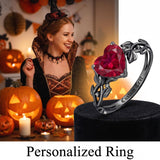 Sterling Silver Personalized Birthstone Punk Skull Bat Snake Ring Goth Jewelry for Halloween Birthday