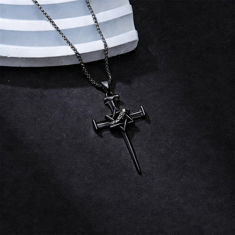 Sterling Silver Star Of David  Cross Pendant Necklace