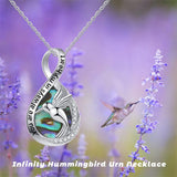 Sterling Silver Hummingbird Urn Necklaces for Ashes Engraved With You Are Always in My Heart