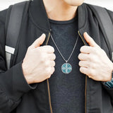 14K Gold Plated Turquoise Malachite Abalone Shell Cross Pendant Necklace for Men