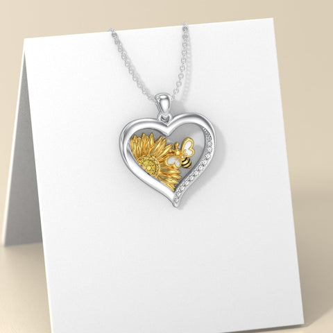 Sterling Silver Heart Bee Dragonfly Butterfly Hummingbird Sunflower Animal Pendant Necklace  Gifts for Christmas