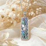Sterling Silver Abalone Shell Bar Cardinal Bee Butterfly Hummingbird Dragonfly Phoenix Pendant Necklace for Women