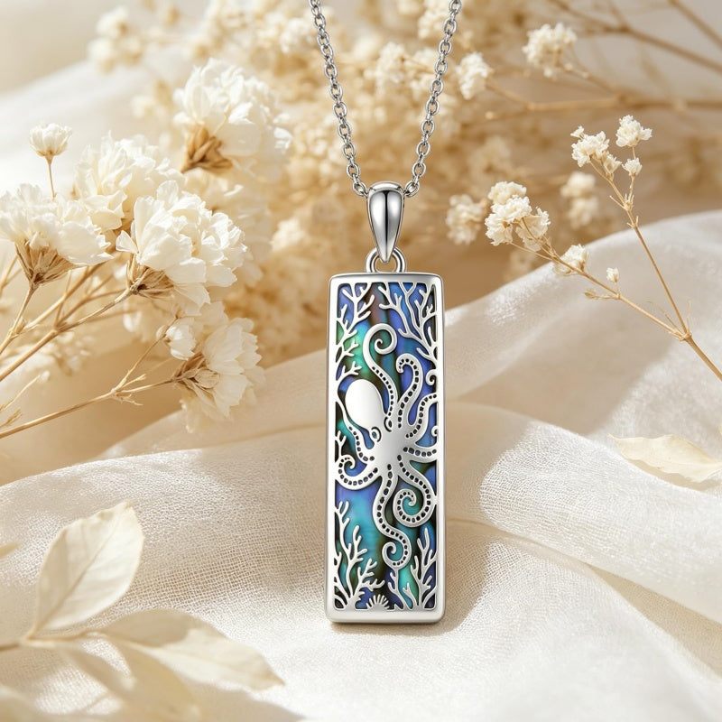 Sterling Silver Abalone Shell Bar Cardinal Bee Butterfly Hummingbird Dragonfly Phoenix Pendant Necklace for Women