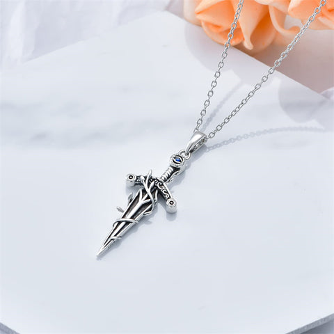 Sterling Silver Dagger Necklace Cross Dagger Evil Eye Dagger Evil Eye Pendant Necklace