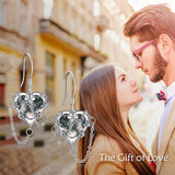 Witches Heart Moss AgaeEarrings 925 Sterling Silver Goth Black Rose Jewelry for Women