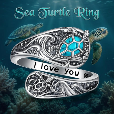 Sterling SilverMustard Seed Turtle Ocean Butterfly Dragonfly Turquoise Adjustable  Spoon Ring Spoon Jewelry for Women