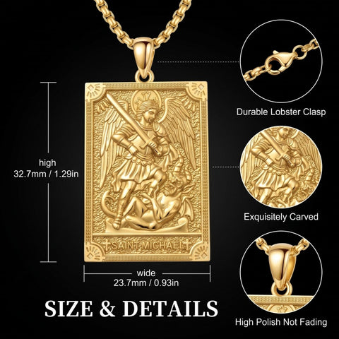 14K Gold PlatedJesus Saint Michael Saint George Saint Jude Pendant Necklace