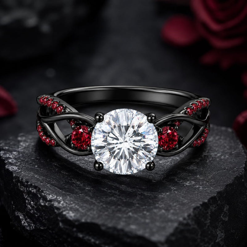 Sterling Silver 10K 14K 18K Gold Custom Engraved Moissanite Engagement Wedding Ring
