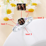 Sterling Silver Personalized Birthstone Photo Class Ring for Women
