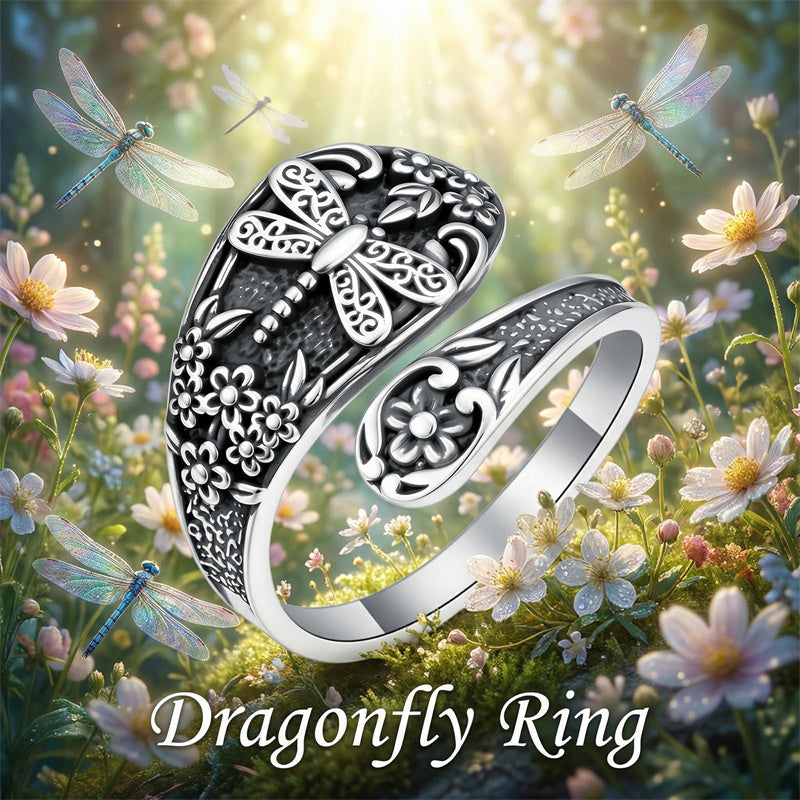 Sterling Silver Oxidized Dragonfly Butterfly Hummingbird Sea Turtle Anchor Cross Tree of Life Sunflower Spoon Ring