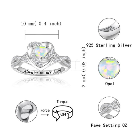 Sterling Silver Heart Urn Ring for Ashes Engraved With Always in My Heart