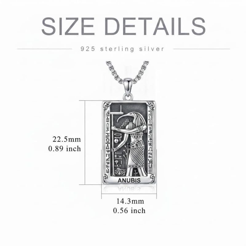 Sterling Silver Tarot Card Pendant  Necklace for Men Gothic Amulet Jewelry