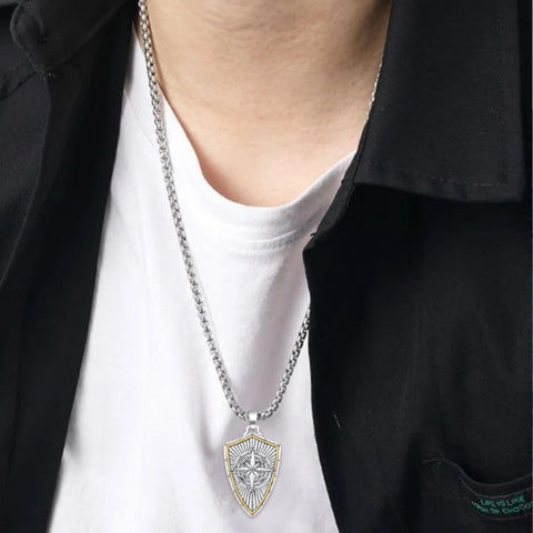 14K Gold Plated Masonic Cross Compass St Michael St Christopher Santa Muerte Star of David Pendant Necklace