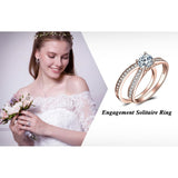 14K Gold Plated 1CT Cubic Zirconia  Wedding Eternity Band Engagement Ring Set for Women