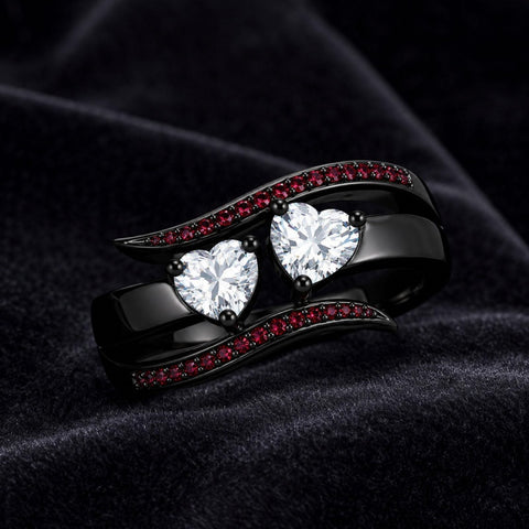 Sterling Silver 10K 14K 18K Gold Custom Engraved  Moissanite Gothic Ring for Women Halloween Gift