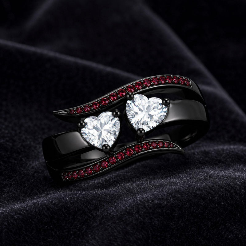 Sterling Silver 10K 14K 18K Gold Custom Engraved  Moissanite Gothic Ring for Women Halloween Gift