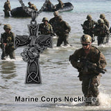 Sterling Silver Marines Cross Pendant Necklace for Men