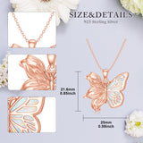 Sterling Silver Opal Butterfly Lily Flower Pendant Necklace