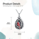 Sterling Silver Personalized Red Cubic Zirconia Butterfly Hummingbird Urn Necklace for Ashes