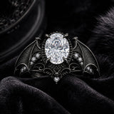 Sterling Silver 10K 14K 18K Gold Moissanite Gothic Black  Engagement Wedding Ring  for Women Halloween Gift