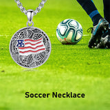 Sterling Silver American Flag Football Basketball Soccer Volleyball Tennis Baseball Pendant Necklace