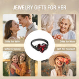 Sterling Silver Personalized Birthstone Punk Skull Bat Snake Ring Goth Jewelry for Halloween Birthday