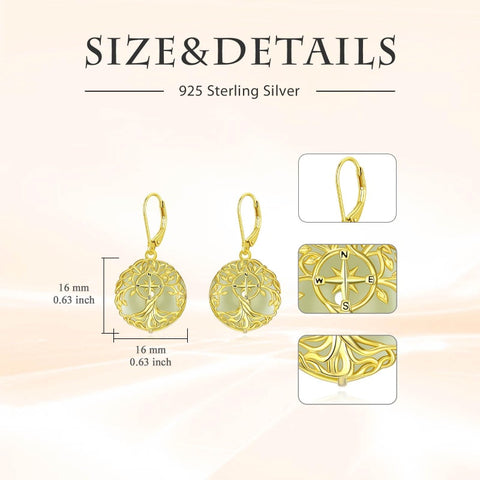 14K Gold Plated Natural Jade  Earrings for Women Good Fortune Jewelry Birthday Mother's Day Gifts