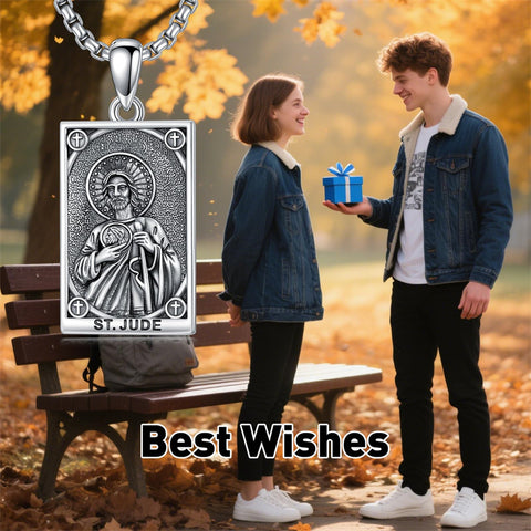 Sterling Silver Saint Anthony Saint Jude Saint Christopher   Saint Michael Amulet Religious Pendant Necklace