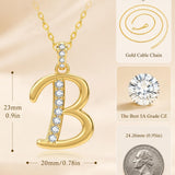 Cubic Zircon 14K Gold Plated Initial Letter A-Z Pendant Necklace