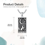 Sterling Silver Tarot Card Pendant  Necklace for Men Gothic Amulet Jewelry