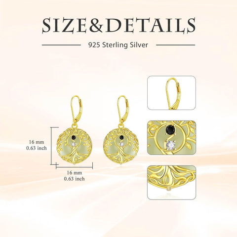 14K Gold Plated Natural Jade  Earrings for Women Good Fortune Jewelry Birthday Mother's Day Gifts
