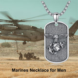 Sterling Silver Marines Cross Pendant Necklace for Men