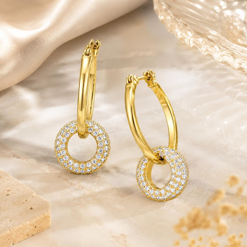 14K Gold Plated Cubic Zirconia Knot  Earrings for Women