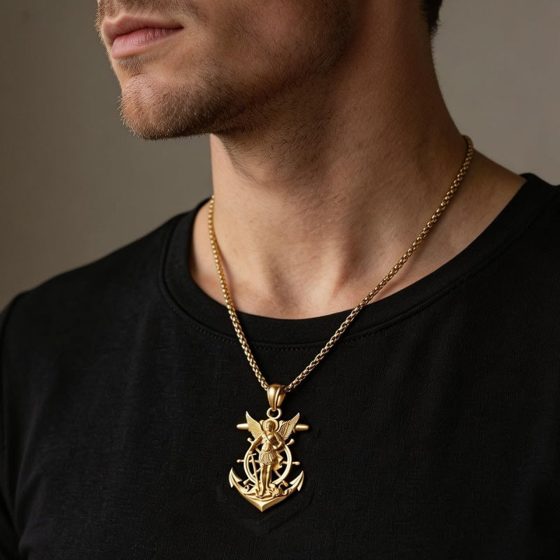 Christian Religious Medal Amulet 14K Gold Plated Pendant  Necklace
