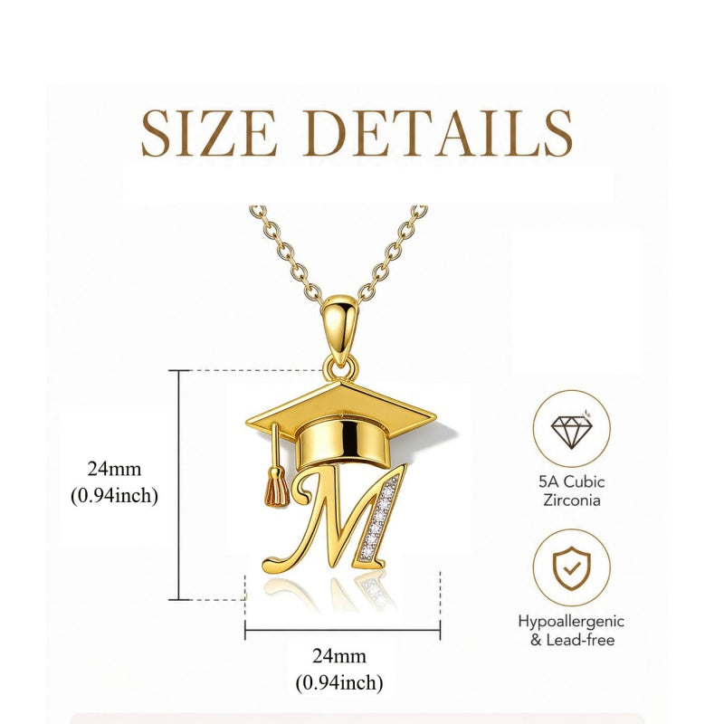 Initial  Graduation 14K Gold Plated Inspiring Grad Pendant Necklace Graduations Jewelry Gifts