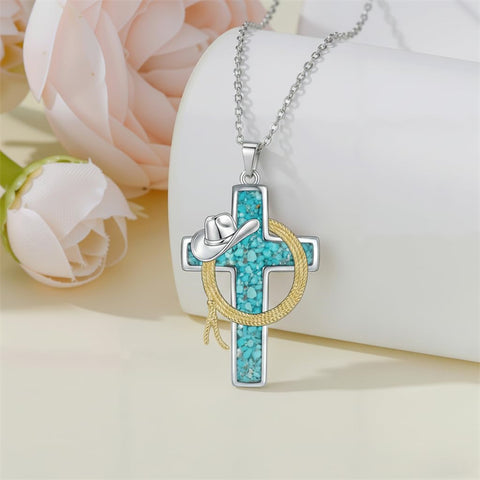 Sterling Silver Cross Pendant Necklace for Women Southwestern Cross Jewelry Gifts