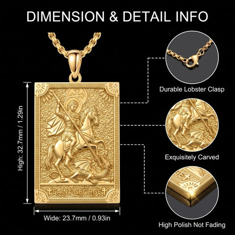 14K Gold PlatedJesus Saint Michael Saint George Saint Jude Pendant Necklace