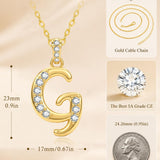 Cubic Zircon 14K Gold Plated Initial Letter A-Z Pendant Necklace