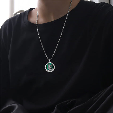 Sterling Silver St Michael St Christopher Pendant Necklace for Men