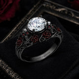 Sterling Silver 10K 14K 18K Gold Custom Engraved  Moissanite Gothic Ring for Women Halloween Gift
