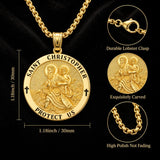 Patron Saint Medal Gold Plated Catholic Pendant Christian Religious Necklace Amulet Jewelry